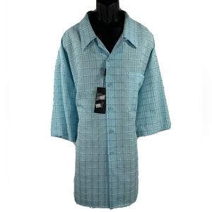 Smokey Joe's Men's Shirt Aqua Silver  Button Down Shirt Pattern: Plaid  Short